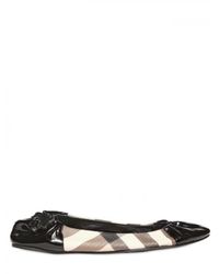 Burberry | Black Patent and Nylon Ballerina Flats | Lyst