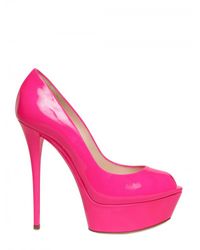 Casadei | Purple 150mm Patent Fluro Peep Toe Pumps | Lyst