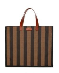 Fendi | Brown Pequin Striped Shopping Tote | Lyst