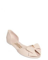 Ferragamo | Natural Barbados Rubber Bow Flats | Lyst