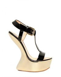 Giuseppe Zanotti | Black 155mm Patent Mirror Sculpture Wedges | Lyst