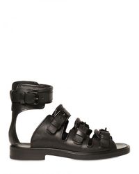 Givenchy | Black Leather Buckle Up Sandals for Men | Lyst