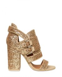 Givenchy | Metallic 100mm Glitter Buckled Sandals | Lyst
