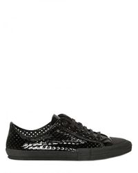 Jil Sander | Black Perforated Patent Sneakers | Lyst