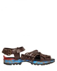 Lanvin | Brown Cut Out Calfskin Buckled Sandals for Men | Lyst