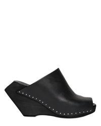Rick Owens | Black 110mm Leather Open Toe Sabot Wedges | Lyst