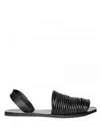 Rick Owens | Black Leather Multi String Sandals Flats | Lyst