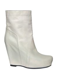 Rick Owens | White 130mm Leather Pull On Boot Wedges | Lyst