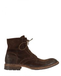 Shoto | Brown Waxed Suede Lace Up Low Boots for Men | Lyst