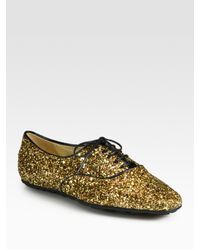 Jimmy Choo | Metallic Wilma Glitter-coated Leather Oxfords | Lyst