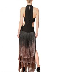 Etro | Black Degradé Silk Fringe On Silk Crepe Dress | Lyst