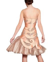 Viktor & Rolf | Orange Mesh Inserts On Techno Silk Duchess Dres | Lyst