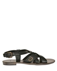 Dolce & Gabbana | Black Martinez Double Criss Cross Leat Sandals for Men | Lyst
