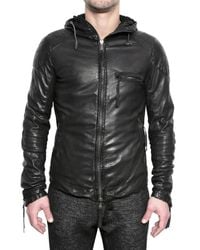 Giorgio Brato | Black Vegetable Treated Hooded Leather Jacket for Men | Lyst
