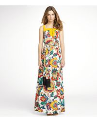 Tory Burch | Brown Ivey Silk Maxi Dress | Lyst