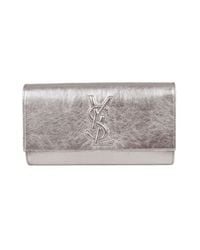 Saint Laurent | Ysl Large Metallic Clutch | Lyst
