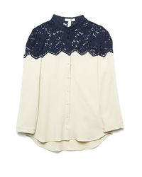 Erdem | Blue Casey Collarless Lace Blouse | Lyst