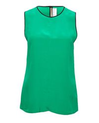 Prabal Gurung | Green Contrast-trim Sleeveless Top | Lyst