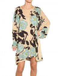 Yvonne S Multicolor Flower Printed Jersey Tee Dress