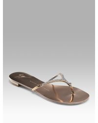Giuseppe Zanotti | Metallic Wishbone Jeweled Thongs | Lyst
