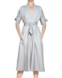 Luisa Beccaria | Blue Stretch Cotton Satin Dress | Lyst