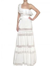 Luisa Beccaria | White Tiered Cotton Muslin & Lace Dress | Lyst