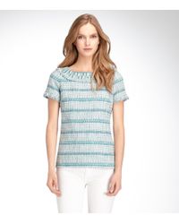 Tory Burch | Blue Joan Ribbon Tweed Top | Lyst