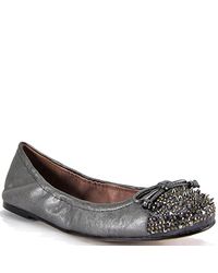 Sam Edelman | Gray Beatrix - Gunmetal Leather Studded Ballet | Lyst