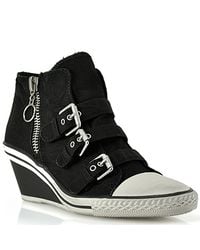 Ash | Gin - Black Canvas Wedge Sneaker | Lyst