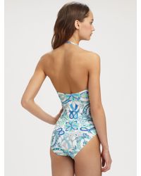 Emilio Pucci | Blue One-piece Bandeau Swimsuit | Lyst