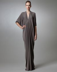 Rick Owens | Brown Draped Cotton-jersey Maxi Dress | Lyst