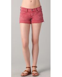 7 For All Mankind | Pink Let Down Hem Cutoff Shorts | Lyst