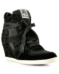 Ash | Bowie - Black Suede Wedge Sneaker | Lyst