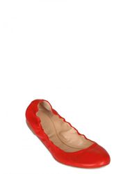 Jil Sander | Red Leather Ballerina Flats | Lyst