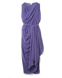 Lanvin | Purple Belted Drape Dress | Lyst
