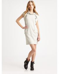T By Alexander Wang | Gray Hooded Dress | Lyst
