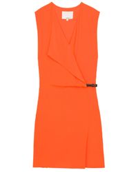 3.1 Phillip Lim | Orange Silk V Neck Drape Dress | Lyst
