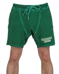 DSquared² | Green Cracked Print Cotton Fleece Sweat Shorts for Men | Lyst