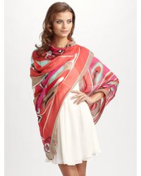 Emilio Pucci | Pink Oversized Orchidee Print Scarf | Lyst