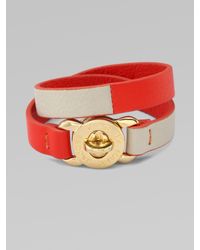 Marc By Marc Jacobs | Red Double-wrap Turn-lock Leather Bracelet | Lyst