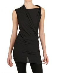 Rick Owens | Black Heavy Viscose Cotton Jersey Top | Lyst