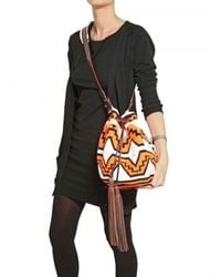 Sara Battaglia | Orange Handstitched Leather Tassel Bucket Shoul | Lyst
