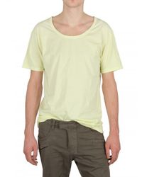 Balmain | Yellow Distressed Jersey Deep Neck T-shirt for Men | Lyst