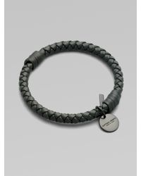 Bottega Veneta | Gray Braided Leather Bracelet | Lyst