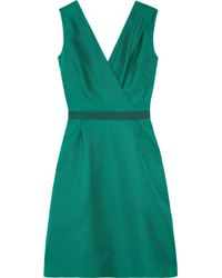 Giambattista valli Silk-shantung Wrap-effect Dress in Green | Lyst