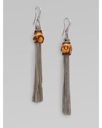 Gucci | Metallic Bamboo Sterling Silver Foxtail Tassel Earrings | Lyst