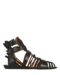 Givenchy | Black 10mm Leather Buckled Sandal Flats | Lyst
