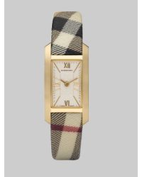 Burberry | Metallic Rectangular Fabric Strap Watch | Lyst