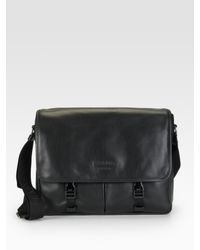 Prada | Black Embossed Leather Messenger Bag for Men | Lyst