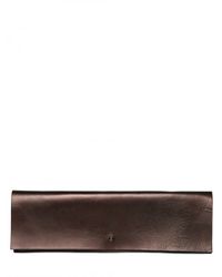 Rick Owens | Brown Metallic Leather Clutch | Lyst